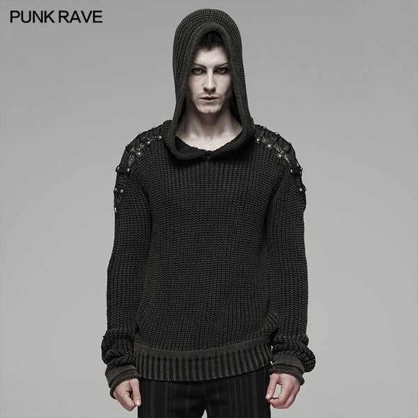 Punk Rave knit Gothic Hoodie.