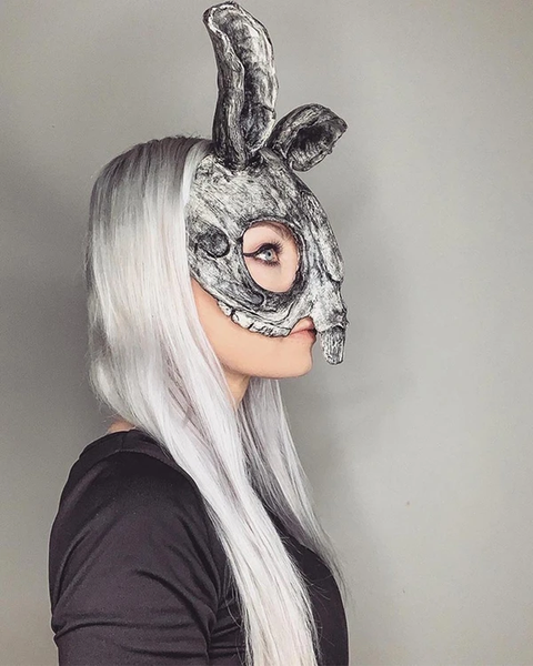 Black and White Bunny Half Mask.