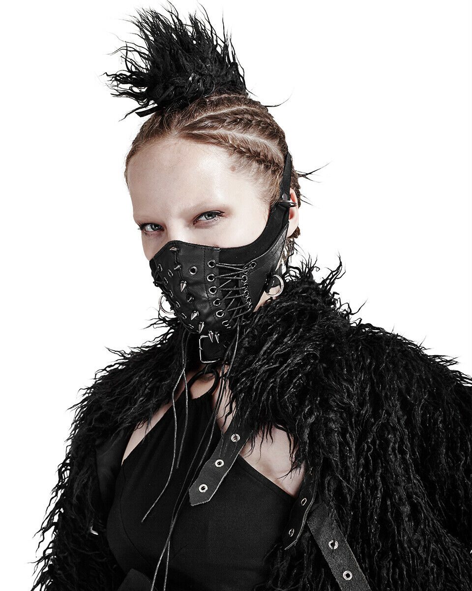 Punk Rave Vegan Leather Dieselpunk Face Mask.