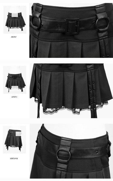 Punk Rave Pleated Black Lolita Mini-skirt.